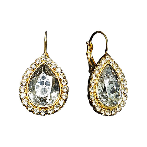 Auskarai "Debesų Lašas (Sidabrinė Patina)" su Swarovski™ kristalais